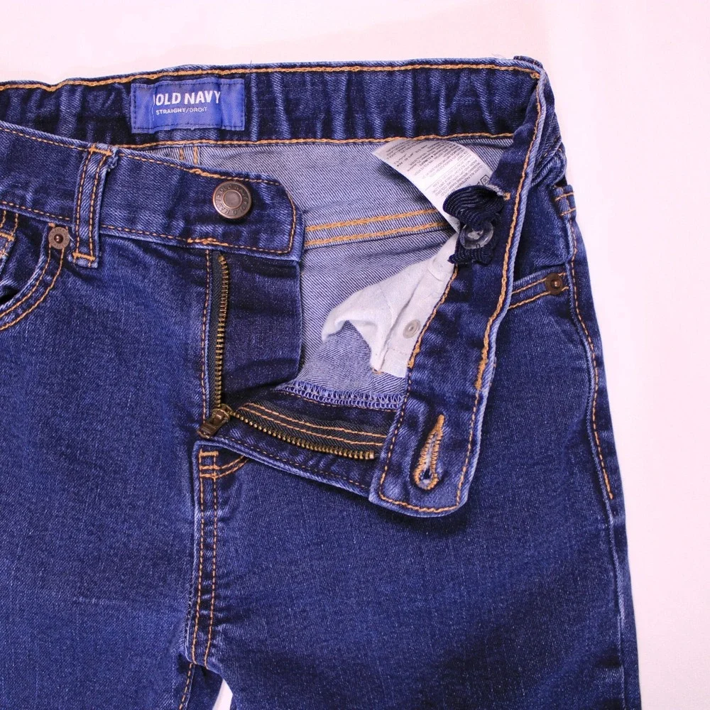 Old‎ Navy Straight Jeans Kids 12 Reg Dark Wash Denim Casual Adjustable Waistband